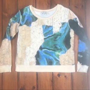 Acne Studios Blue, Green, Creme Printed Sweatshirt